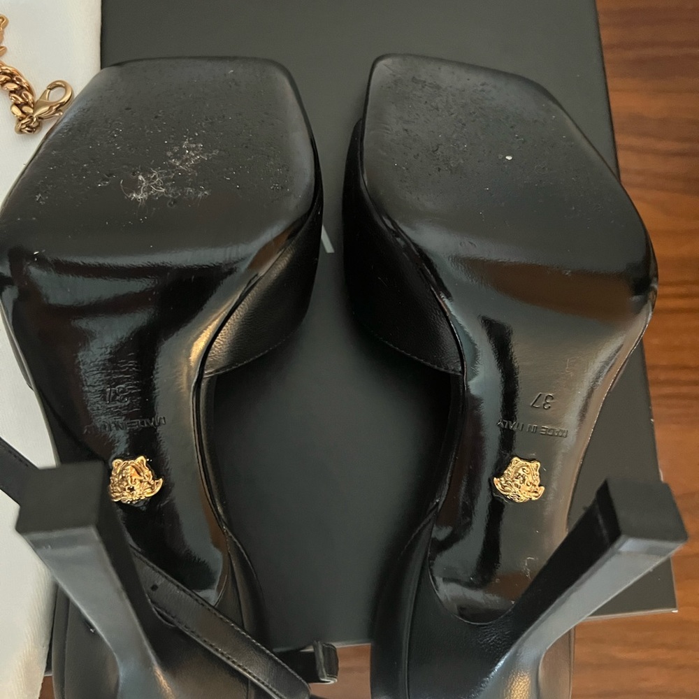 Like New. Versace Medusa Chain Leather Sandals - Picture 7 of 10